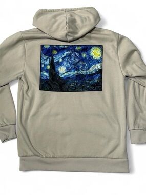 Super Massive Vincent Van Gogh Starry Night Embroidered Hoodie XL Cream